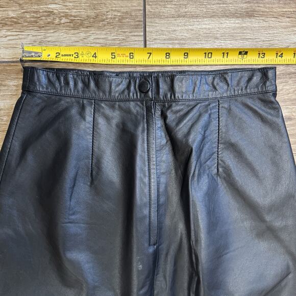 Black Leather Pencil Skirt Womens size 10 Lined Back Zipper & Slit - Picture 6 of 11